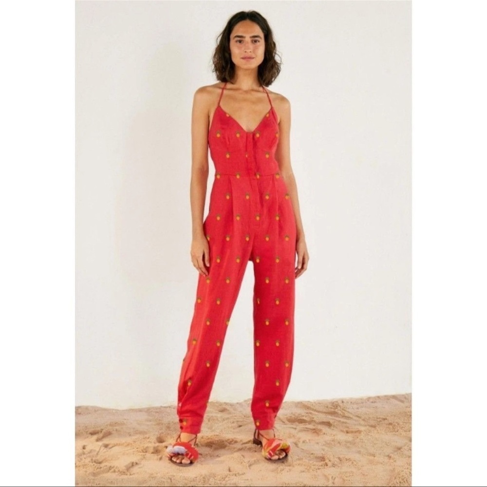 Farm RIO Embroidered Pineapples Red
Jumpsuit Size X-Small